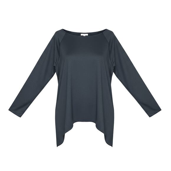 LANE BRYANT BLACK OFF THE SHOULDER SHARK BITE HEM SWEAT SHIRT SIZE 14/16 - Picture 2 of 3